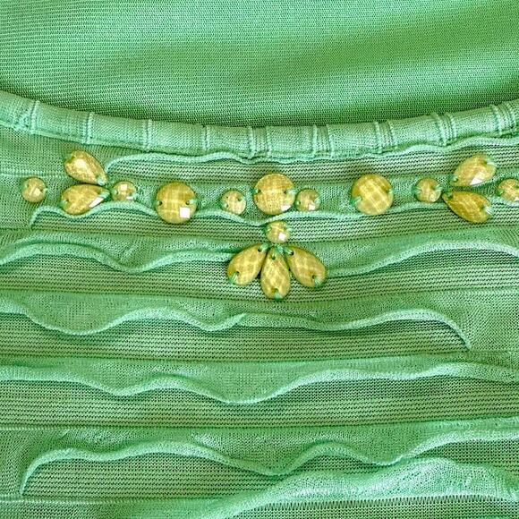 Alfred Dunner Short Sleeve Ruffled Tiered Top Blouse Stretch Pullover 2X Green - Picture 10 of 13